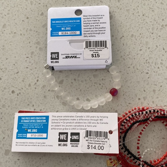 Lot of 2 NEW We to Me Beaded Rafiki Bracelet Multicolor red white canada - Picture 2 of 2